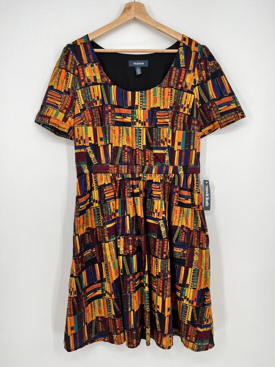 Modcloth Dresses & Skirts - ModCloth What's the Scoop Dress Library Books RARE Large Cotton A Line NEW Retro